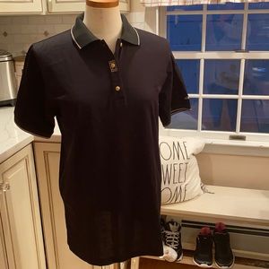 NWT POLO SHIRT SLEEVE GOLD BUTTON FRONT TOP w $4.99 Reduced Shipping
